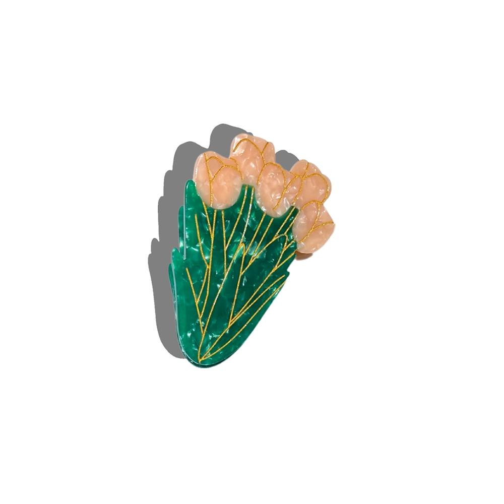 Solar Eclipse Tulips Flower Claw Hair Clip - Pink