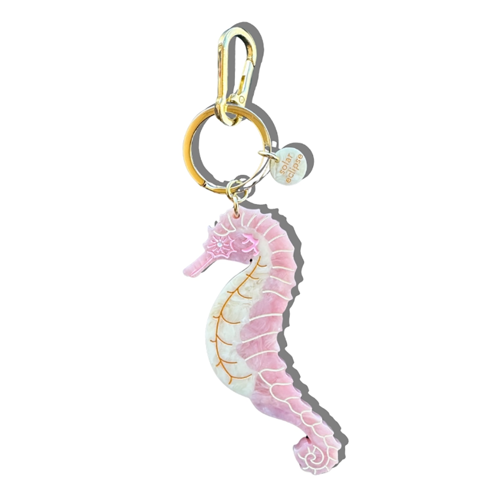 Solar Eclipse Seahorse Bag Charm - Pink