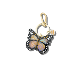 Solar Eclipse Bag Charm Keychain - Monarch Butterfly - White