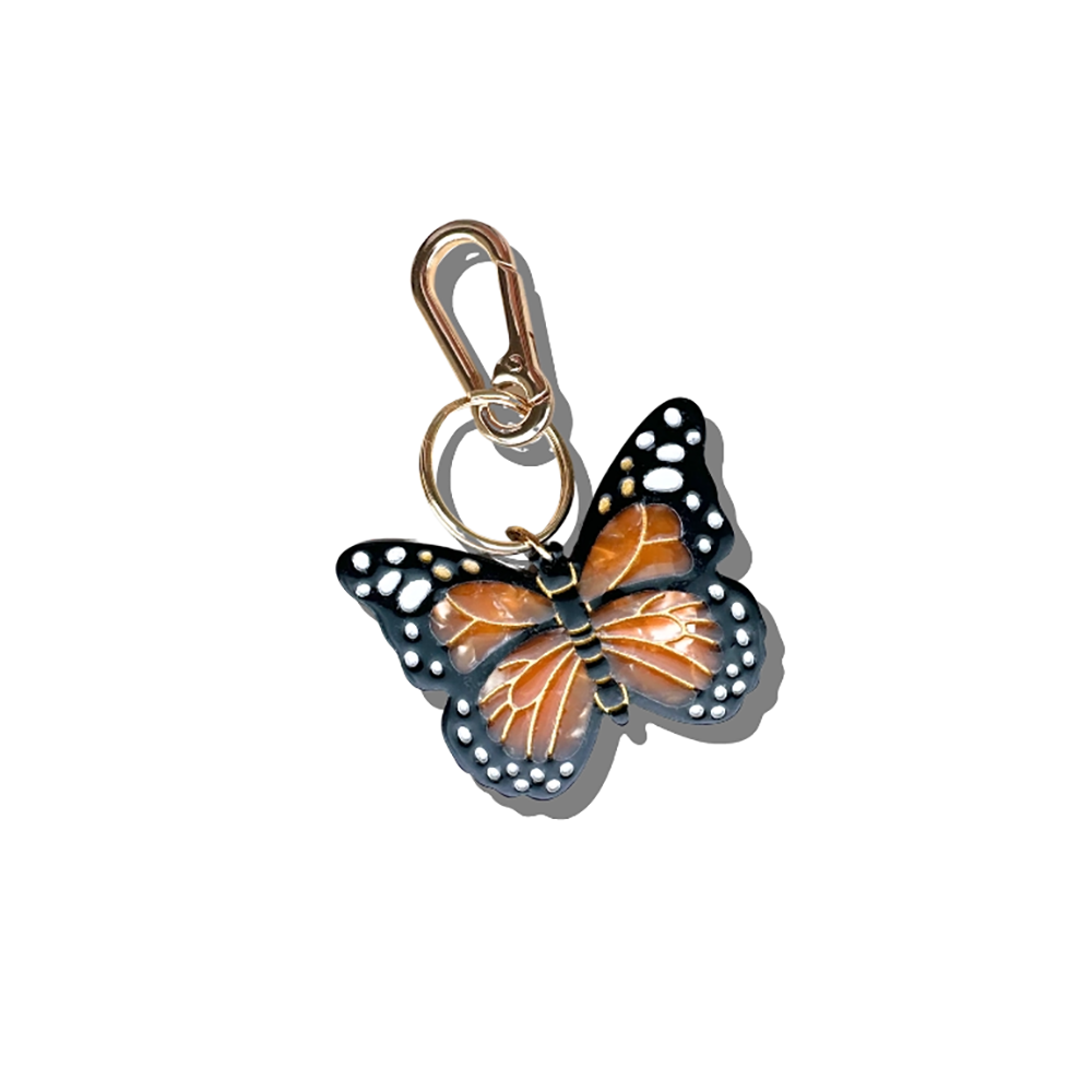 Solar Eclipse Keychain - Monarch Butterfly - Orange