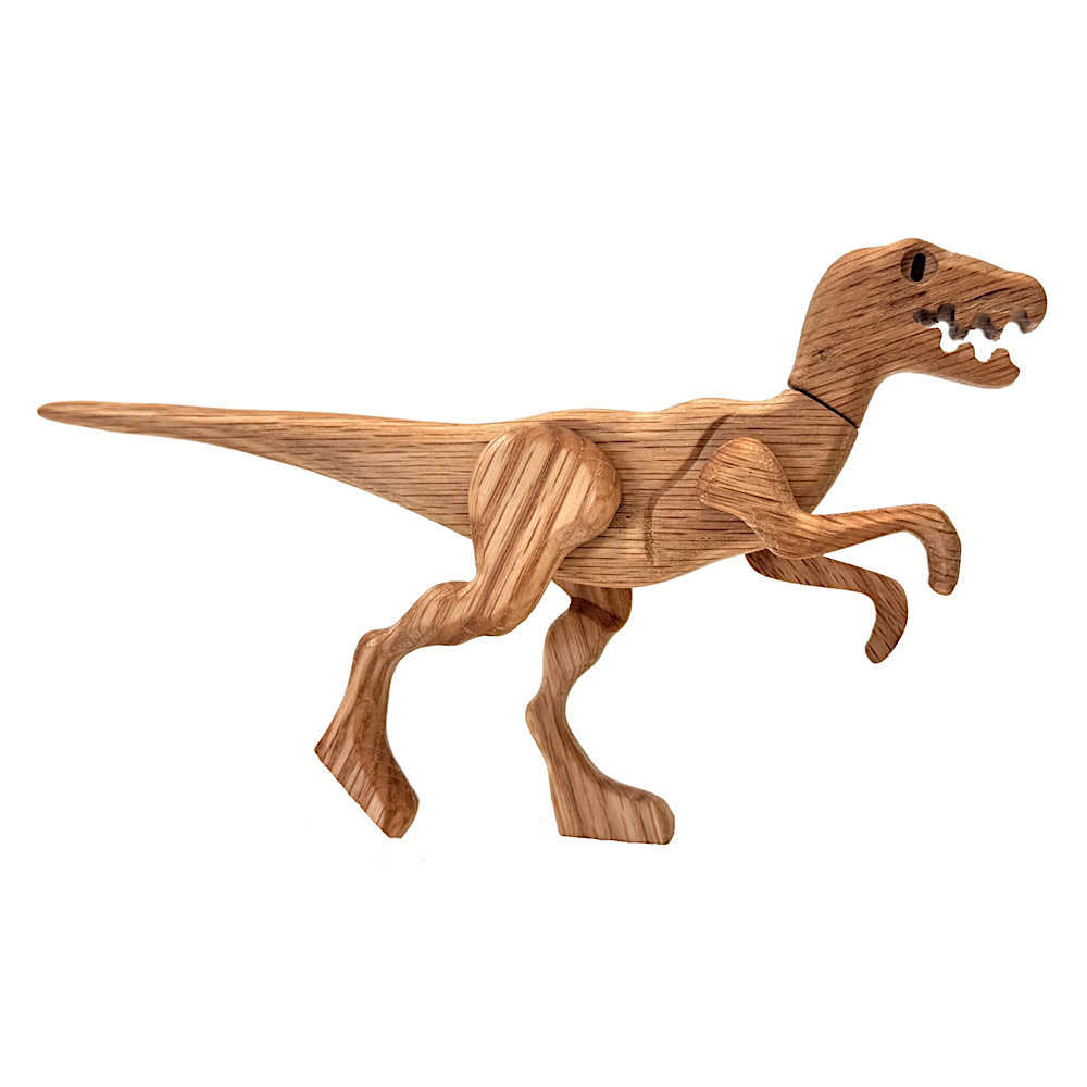 Wooden Dinosaur with Magnetic Joints - Velociraptor
