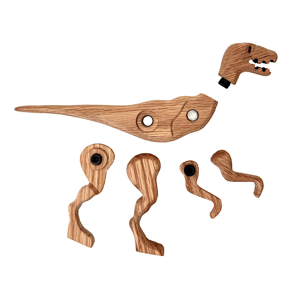 Wooden Dinosaur with Magnetic Joints - Velociraptor