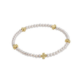 ENewton ENewton Signature Gold Cross Bracelet- Pearl - 3mm