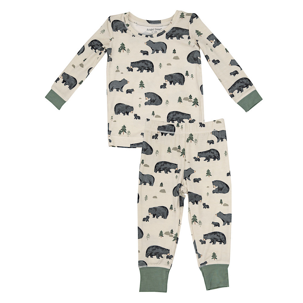 Angel Dear Long Sleeve Loungewear Set - Black Bear