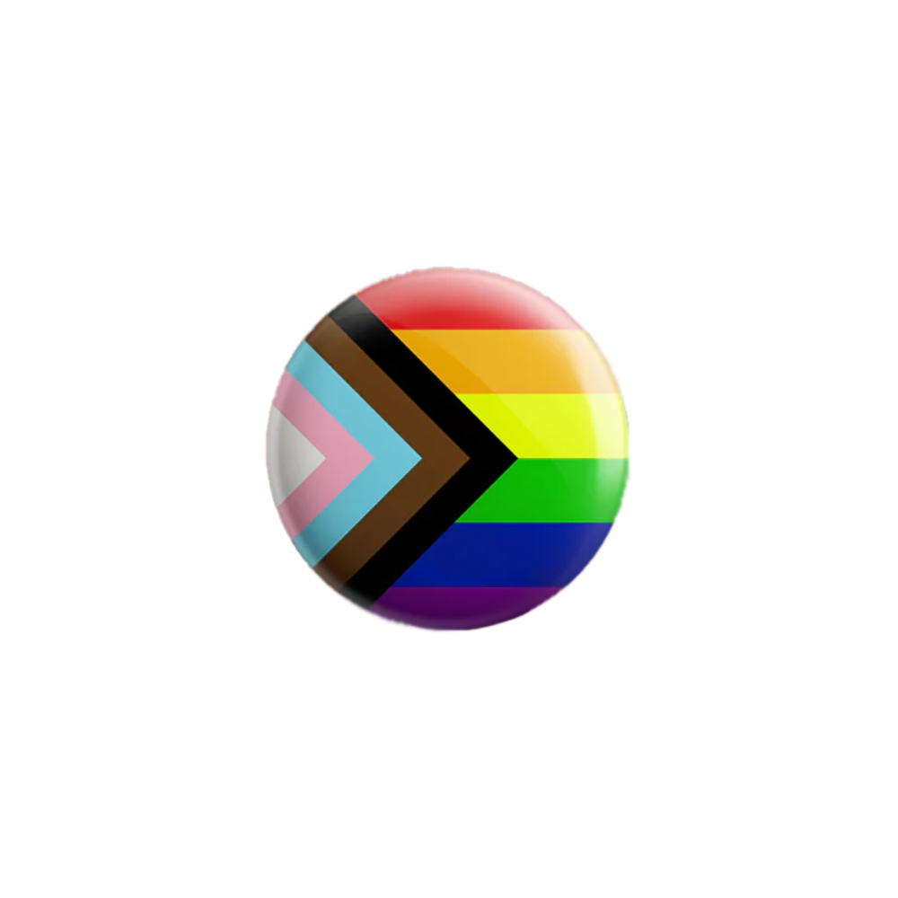 Quiet Tide Goods 1 Inch Pin - Progress Pride Flag