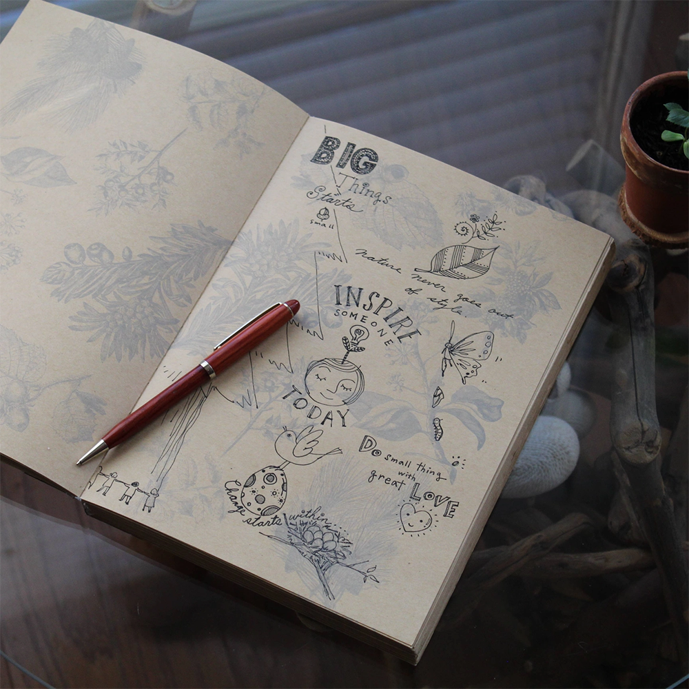 B5 Size Rough Notebook - Botanical