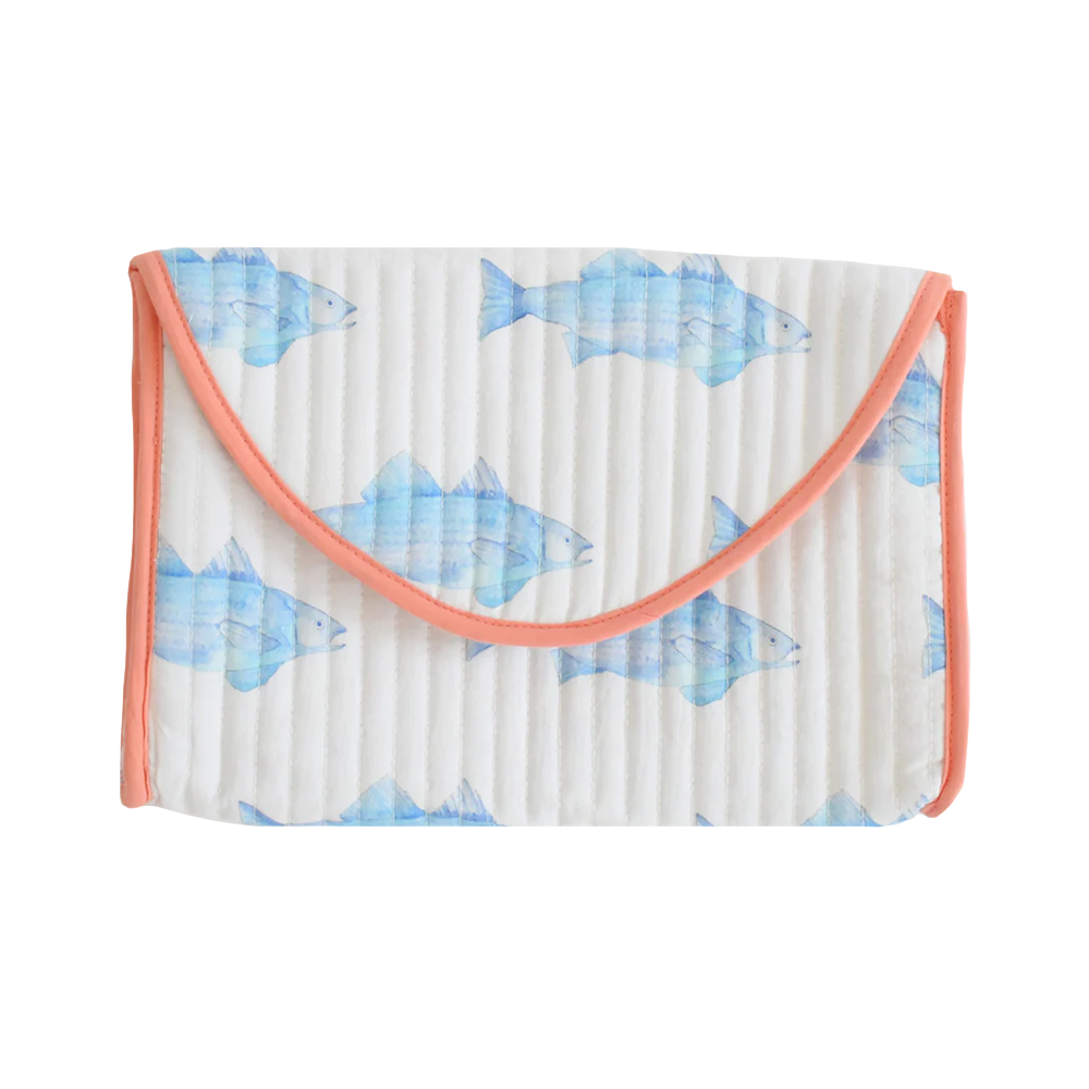 Sara Fitz Sara Fitz Quilted Clutch - Blue Fish
