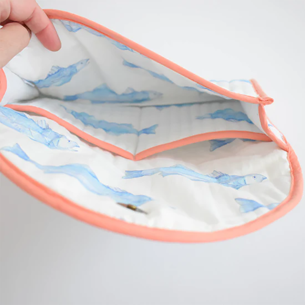 Sara Fitz Quilted Clutch - Blue Fish