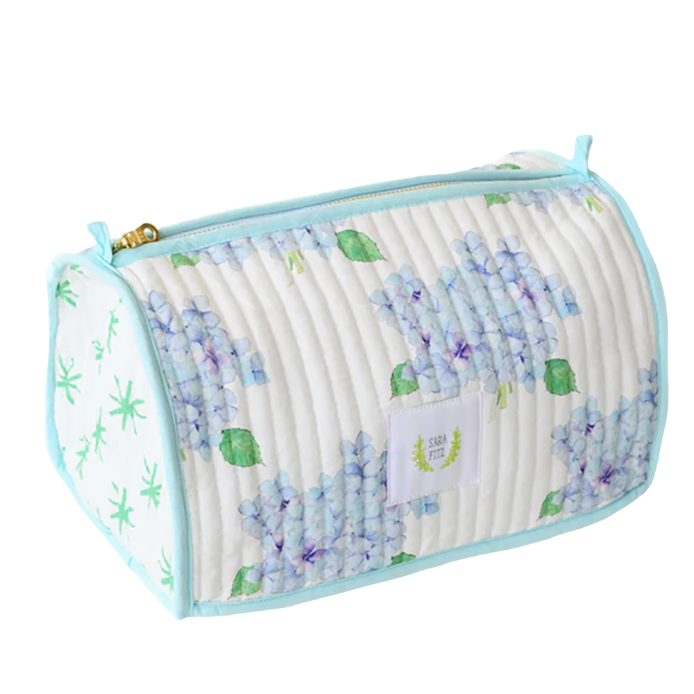 Sara Fitz Quilted Cosmetic Pouch - Hydrangea