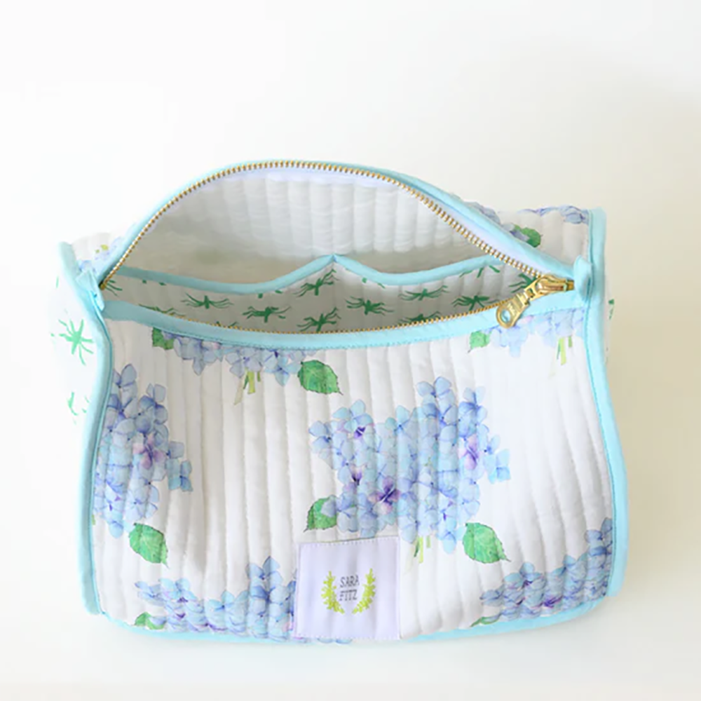 Sara Fitz Quilted Cosmetic Pouch - Hydrangea