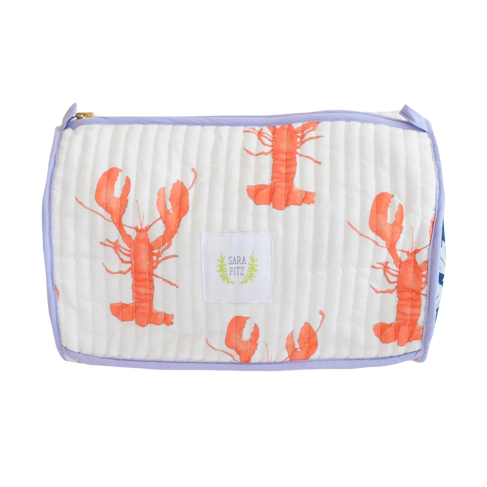 Sara Fitz Quilted Cosmetic Pouch - Lobster
