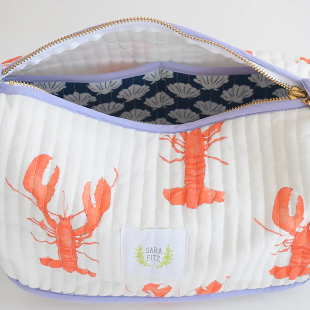 Sara Fitz Quilted Cosmetic Pouch - Lobster
