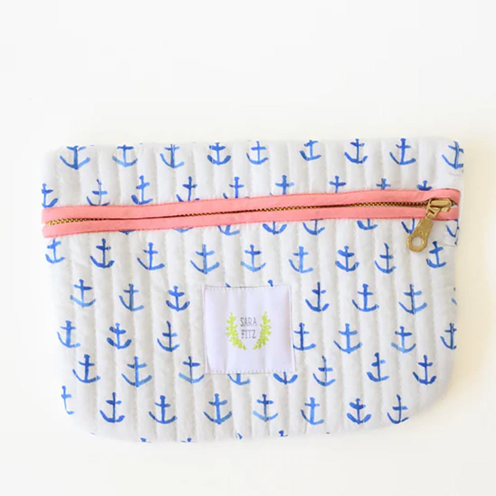 Sara Fitz Quilted Expandable Tote - Blue Fish