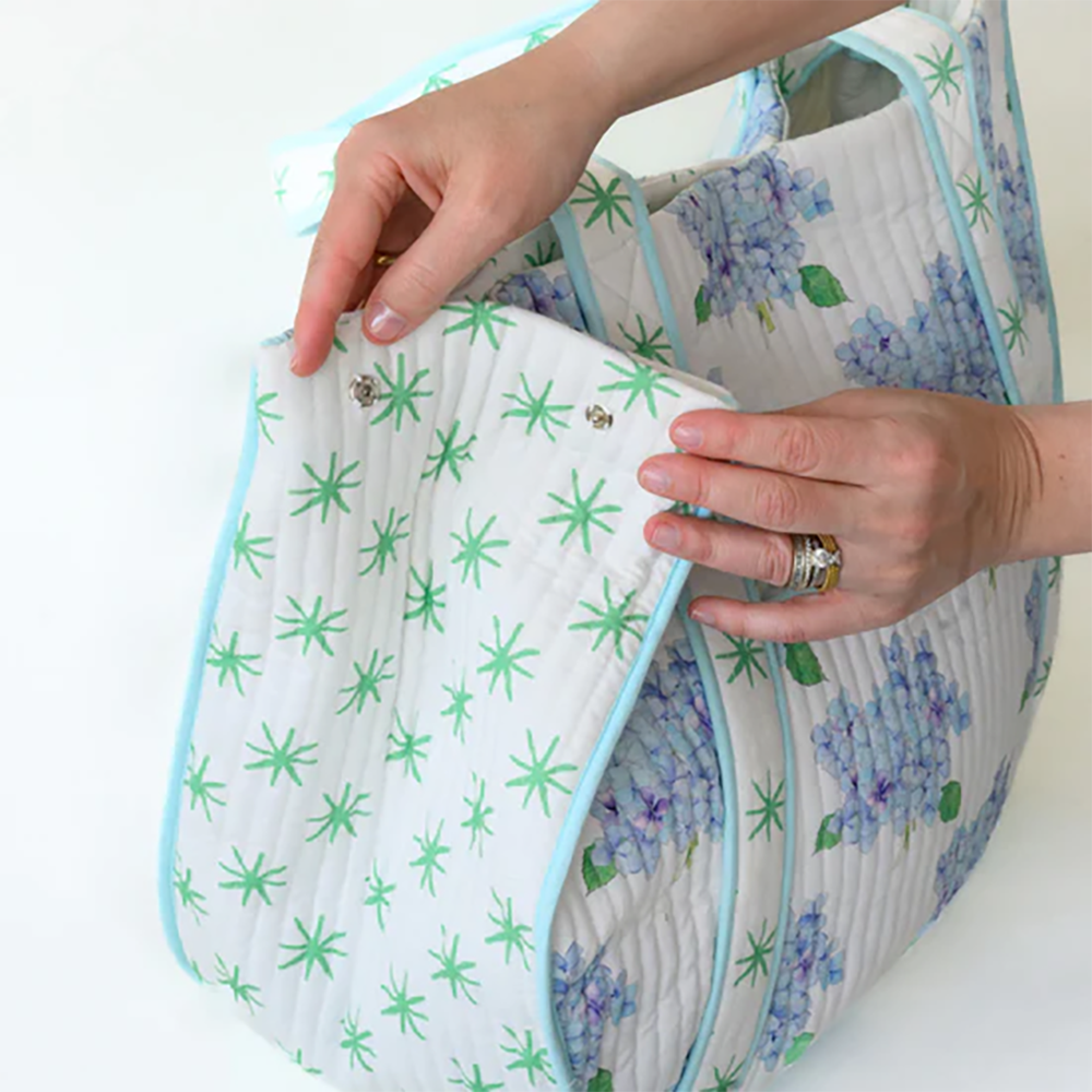 Sara Fitz Quilted Expandable Tote - Hydrangea