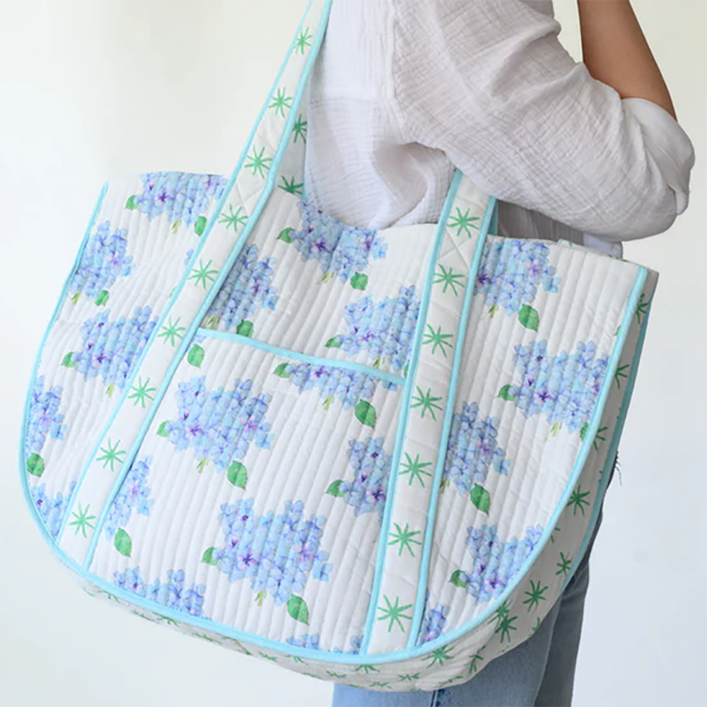 Sara Fitz Quilted Expandable Tote - Hydrangea