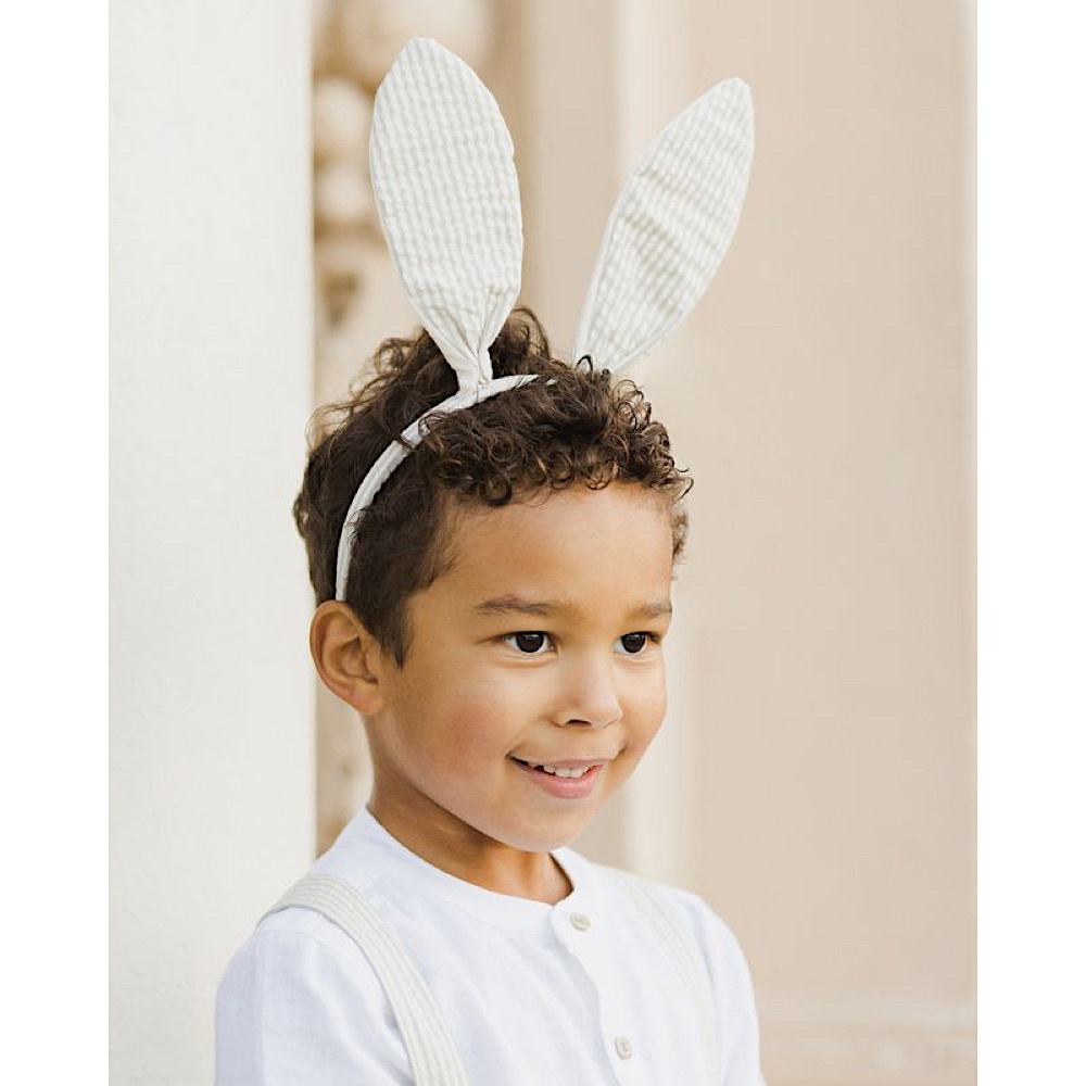 Noralee Bunny Headband - Sage Stripe