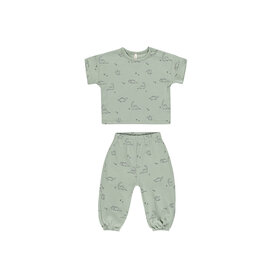 Quincy Mae Quincy Mae Jersey Tee  + Pant Set - Dino Sage