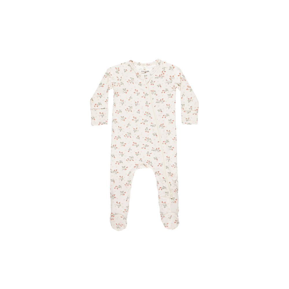 Quincy Mae Bamboo Zip Footie Romper - Strawberries