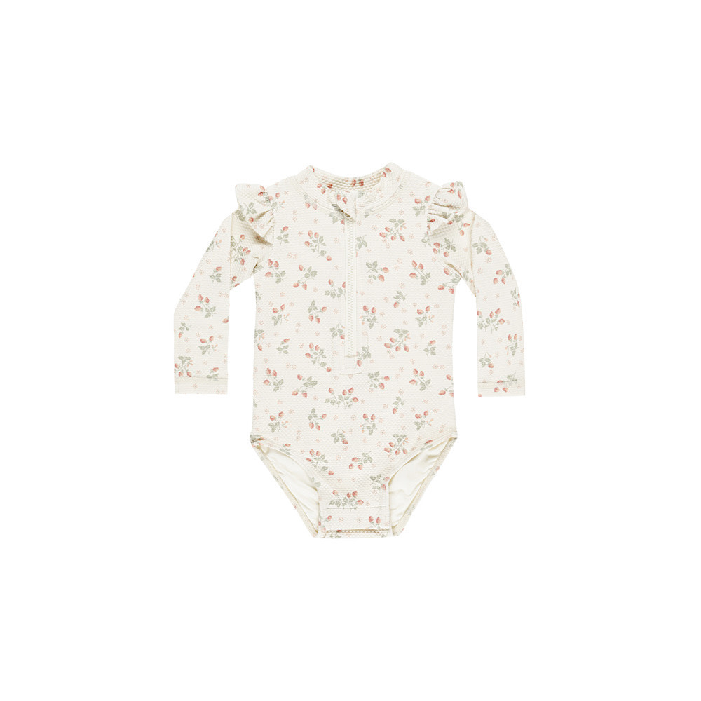 Quincy Mae Quincy Mae Byron Swim Rashguard One-Piece - Strawberries