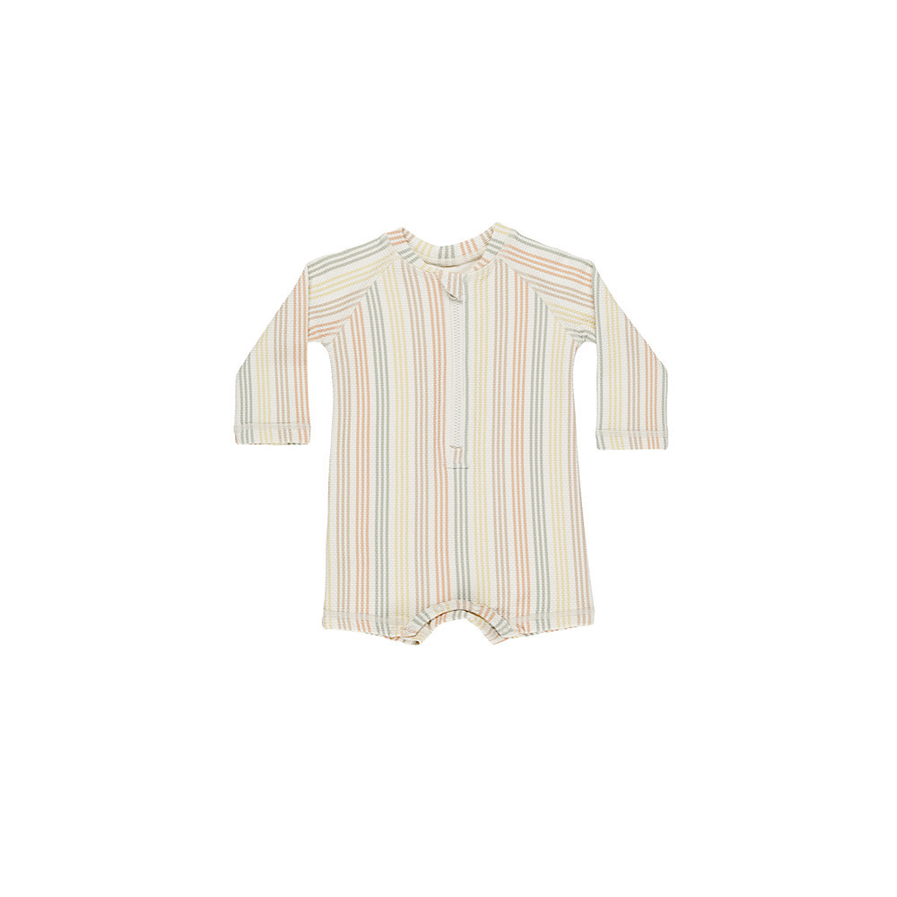 Quincy Mae Swim Long Sleeve One-Piece - Multi Stripe
