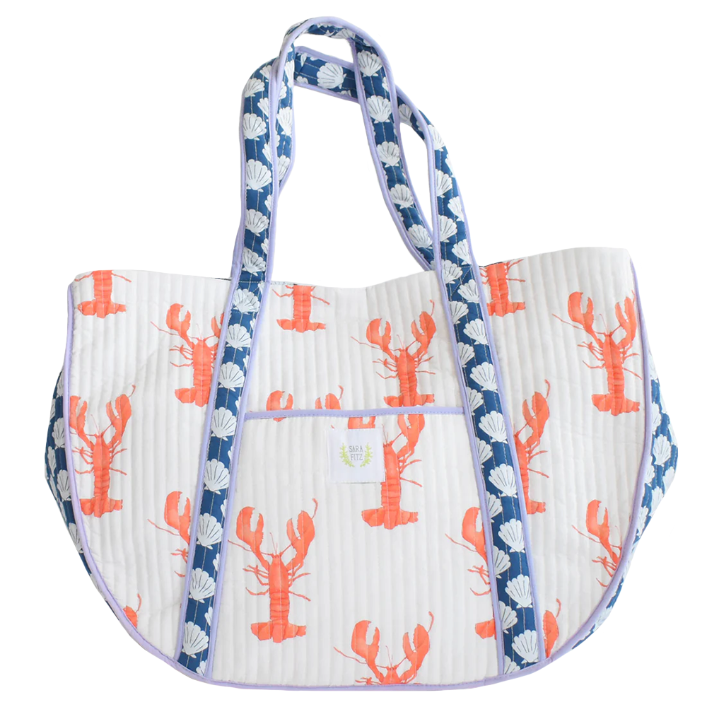 Sara Fitz Sara Fitz Quilted Expandable Tote - Lobster