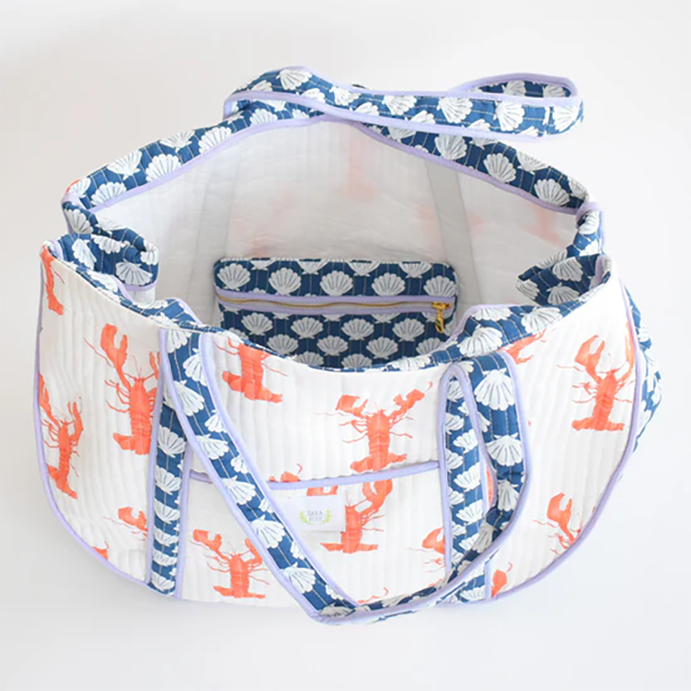 Sara Fitz Quilted Expandable Tote - Lobster