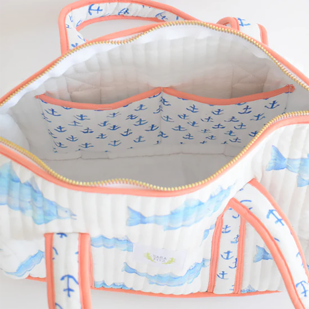 Sara Fitz Quilted Purse - Blue Fish