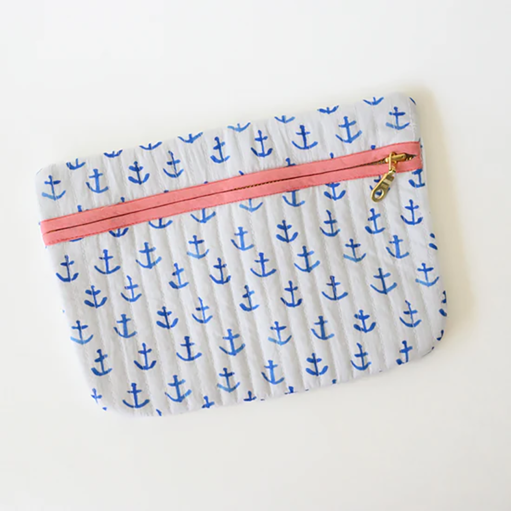 Sara Fitz Quilted Weekender Tote - Blue Fish