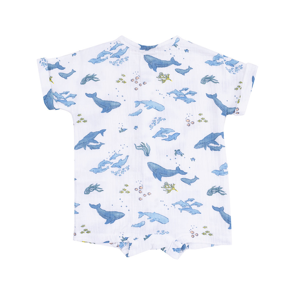 Angel Dear Dolman Henley Shortall - Watercolor Blue Whales