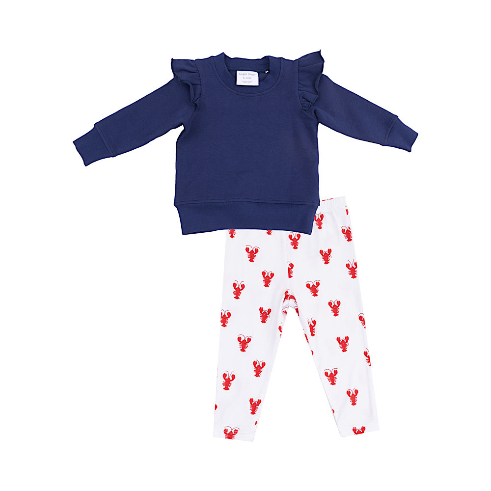 Angel Dear Ruffle French Terry Sweatshirt with Leggings - Lobster