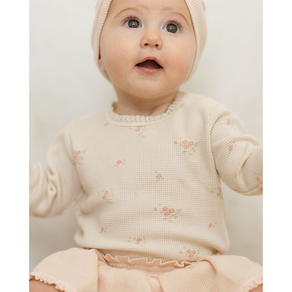 Quincy Mae Waffle Long Sleeve Bodysuit - Vintage Rose