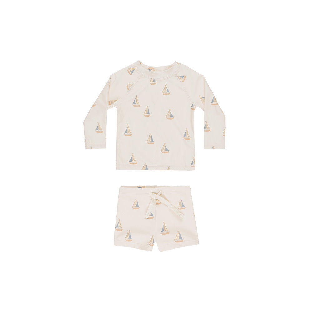 Rylee + Cru Rylee + Cru Swim Rashguard Boy Set - Sailboats