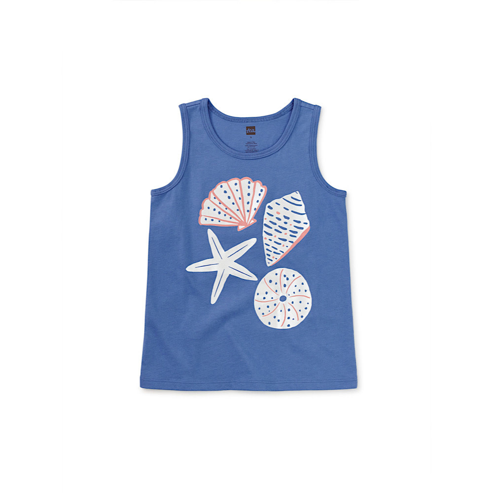 Tea Collection Tea Collection Shimmery Shells Tank Top - Blue Yarrow