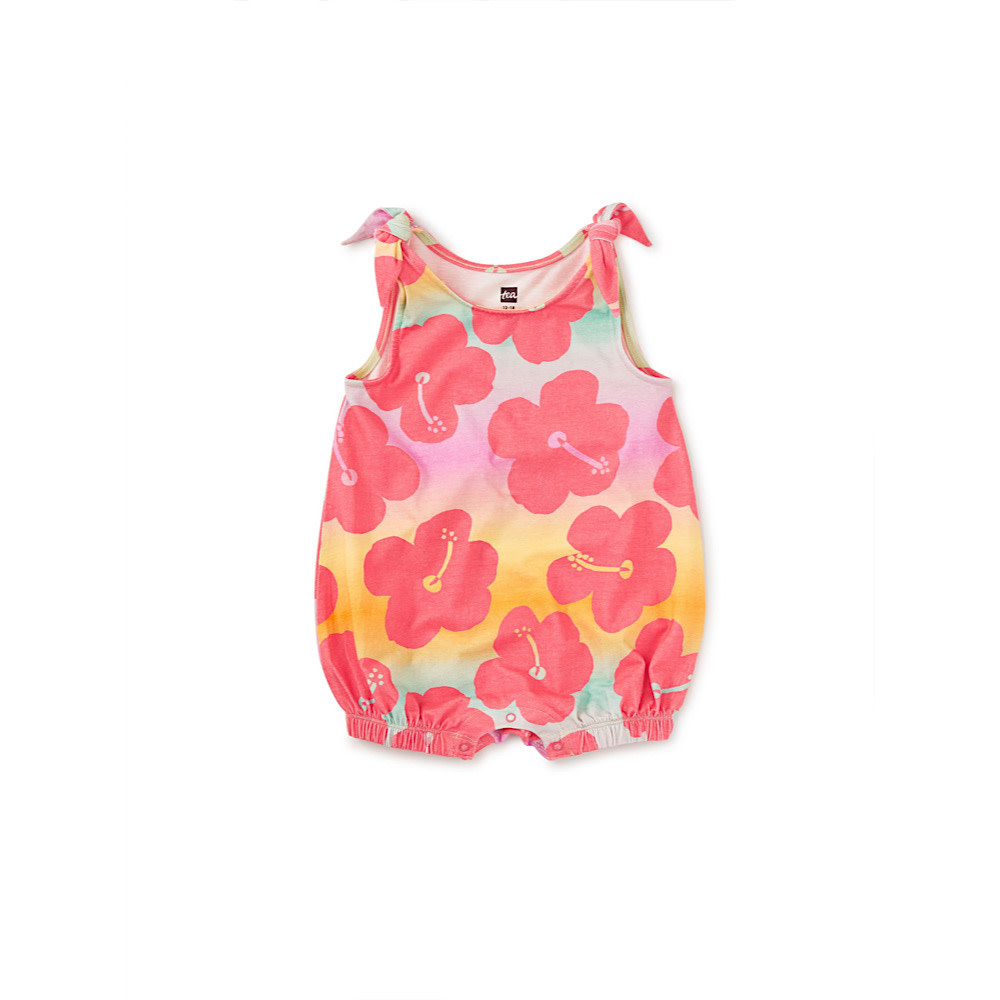 Tea Collection Tie Shoulder Baby Romper - Rainbow Hibiscus