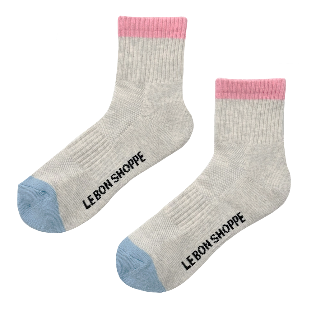 Le Bon Shoppe Le Bon Shoppe Color Block Girlfriend Socks - Grey Pink
