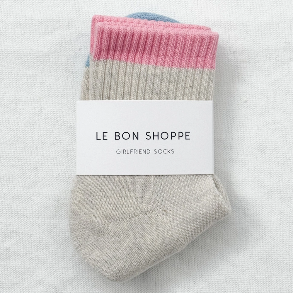 Le Bon Shoppe Color Block Girlfriend Socks - Grey Pink