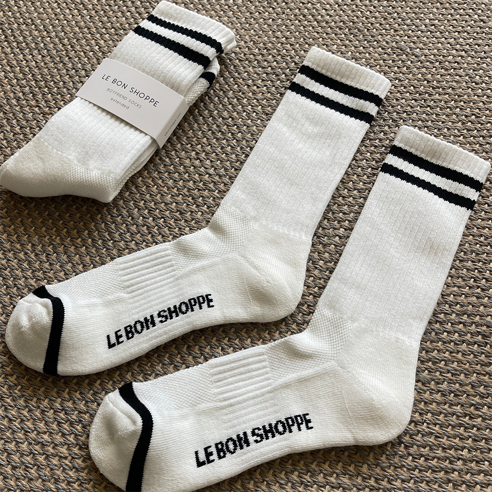 Le Bon Shoppe Extended Boyfriend Socks - Classic White