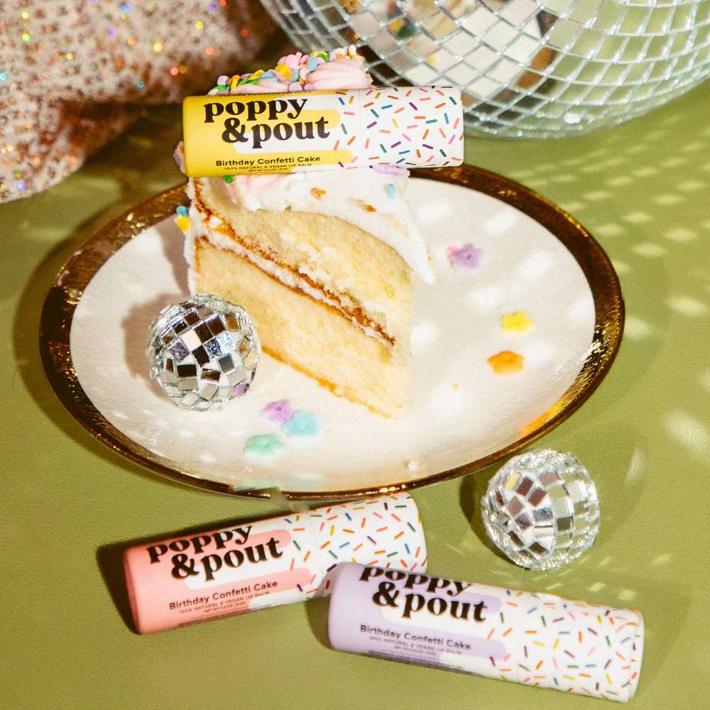 Poppy & Pout Lip Balm - Birthday Confetti Cake - Yellow