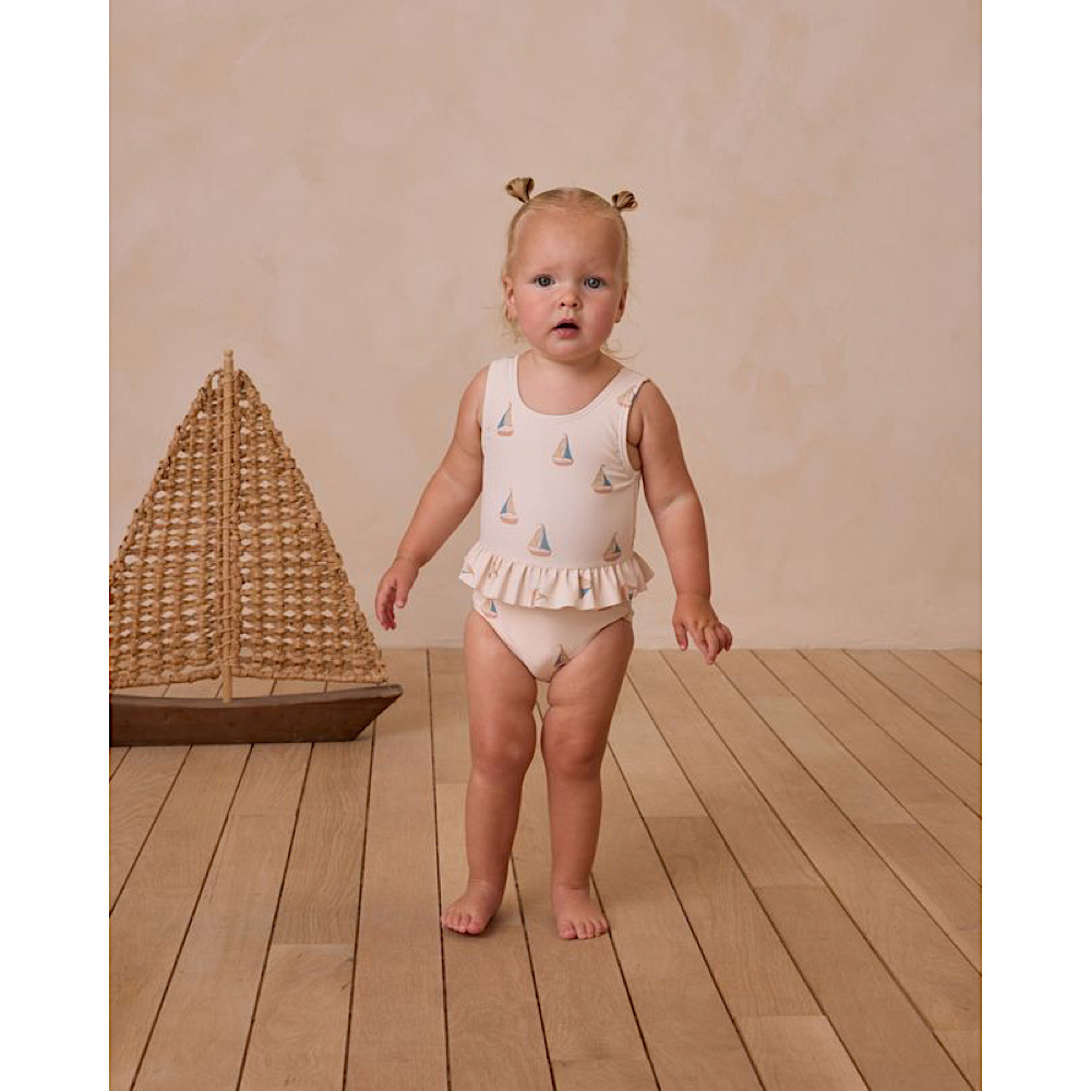 Rylee + Cru Swim Skirted One-Piece - Sailboats