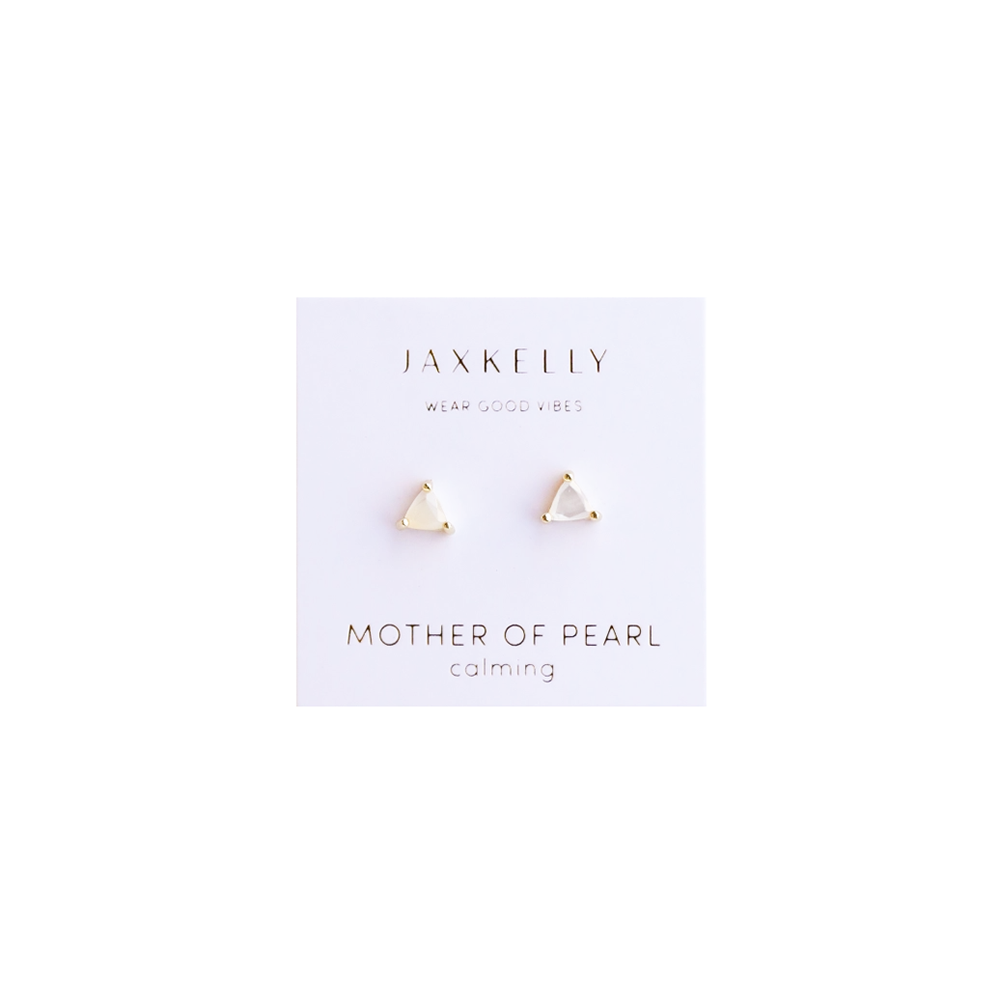 JaxKelly Gold Mini Energy Earrings - Mother of Pearl