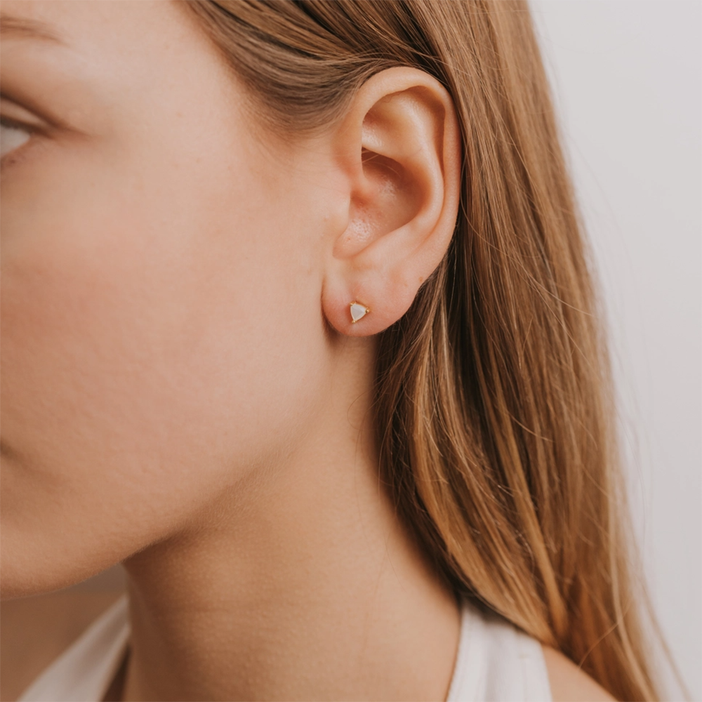 JaxKelly Gold Mini Energy Earrings - Mother of Pearl