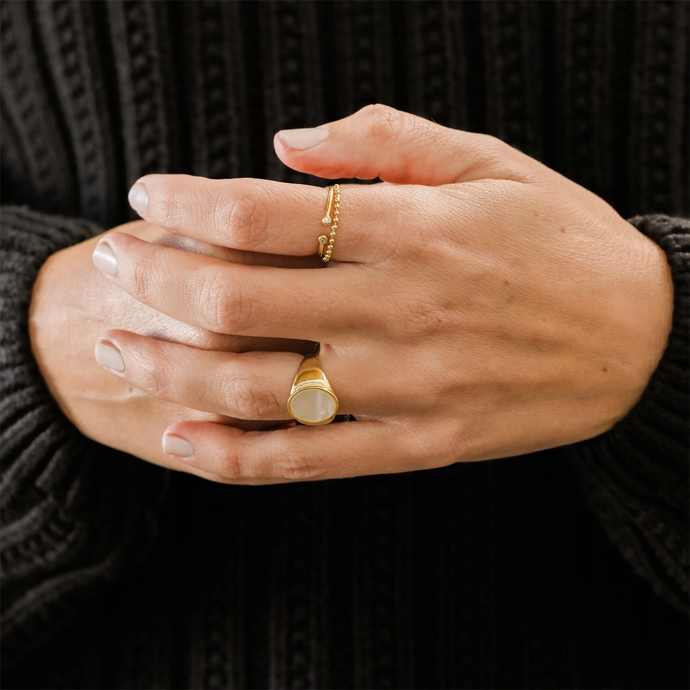 JaxKelly - Signet Ring - Mother of Pearl