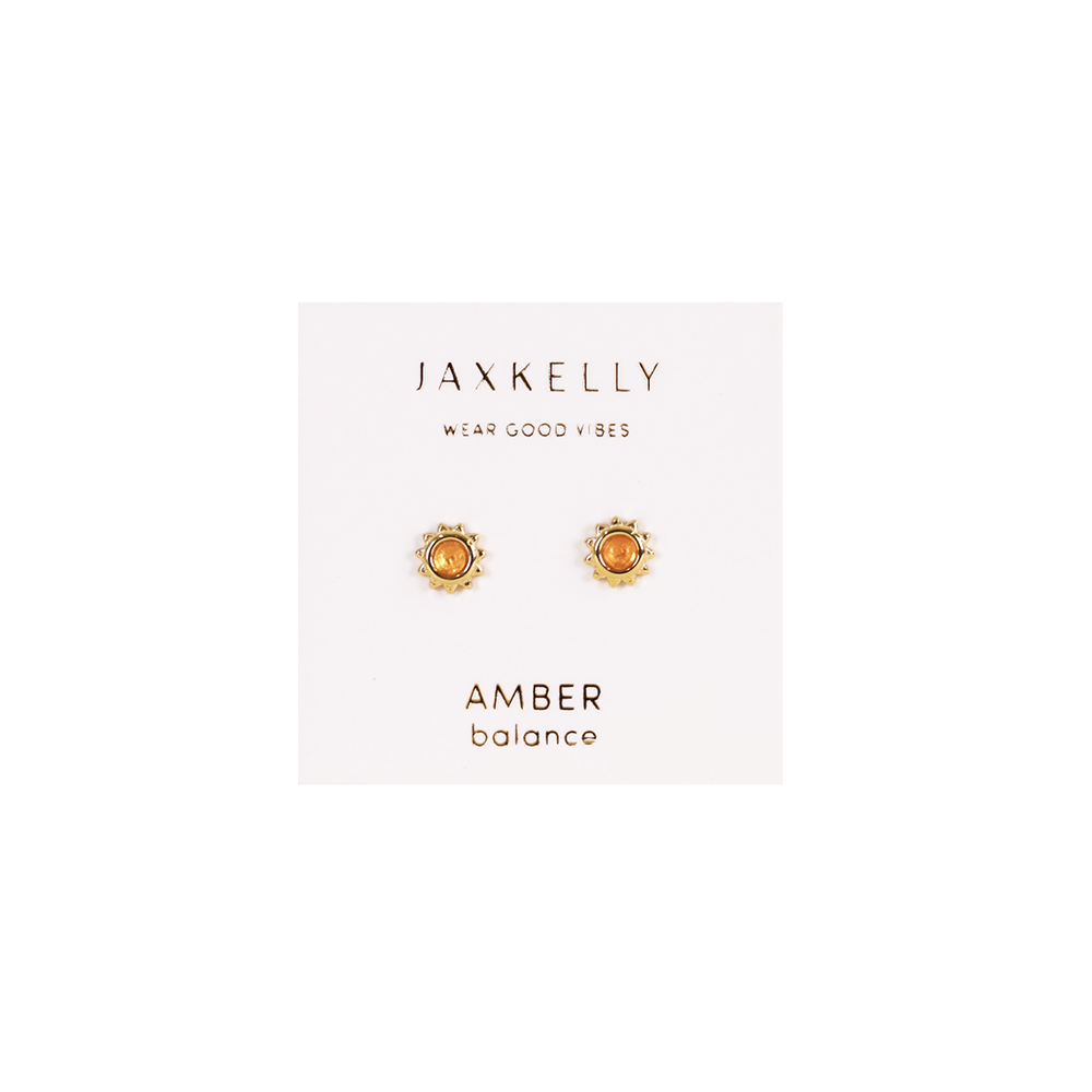 JaxKelly JaxKelly Gold Sun Stud Earrings - Amber