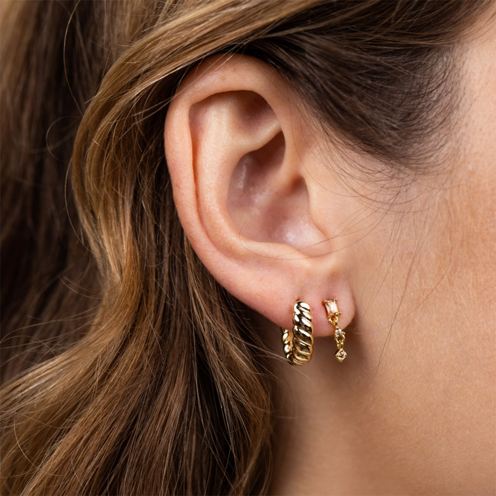 JaxKelly Small Channel Gold Hoop Earrings