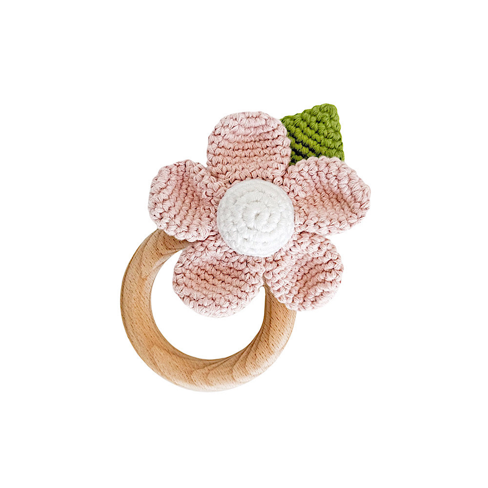 The Blueberry Hill - Crochet Rattle - Pink Flower