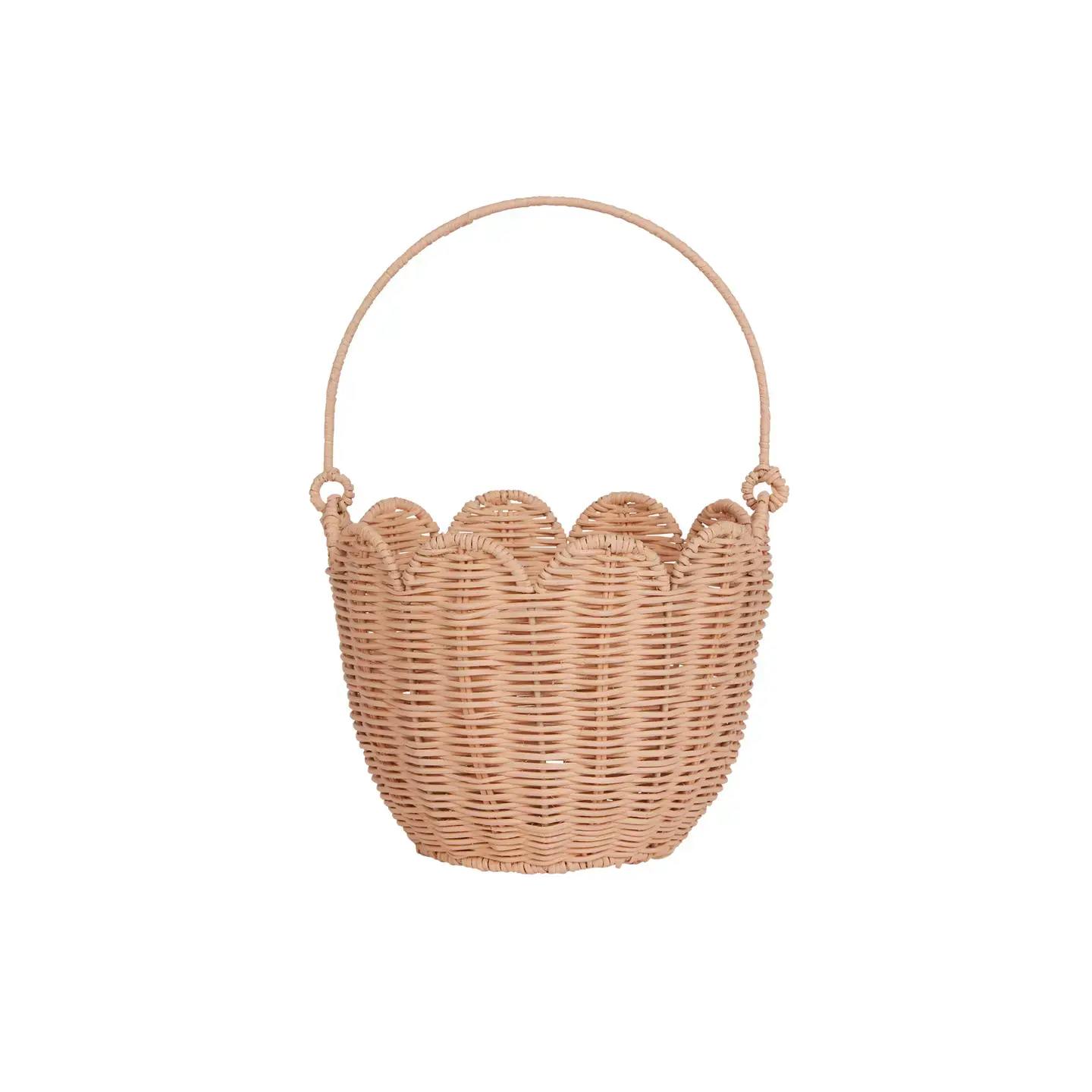 Olli Ella Rattan Tulip Carry Basket - Seashell Pink