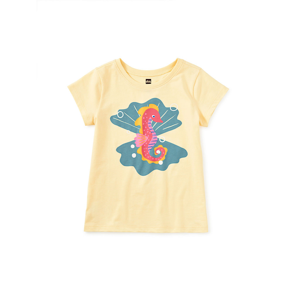 Tea Collection Seahorse & Pearls Graphic Tee - Banana