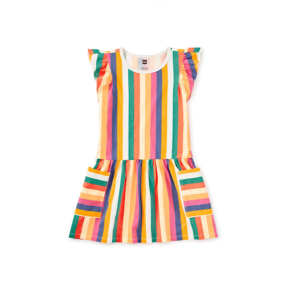 Tea Collection Tea Collection Flutter Sleeve Pocket Dress - Lamu Sunset Stripe
