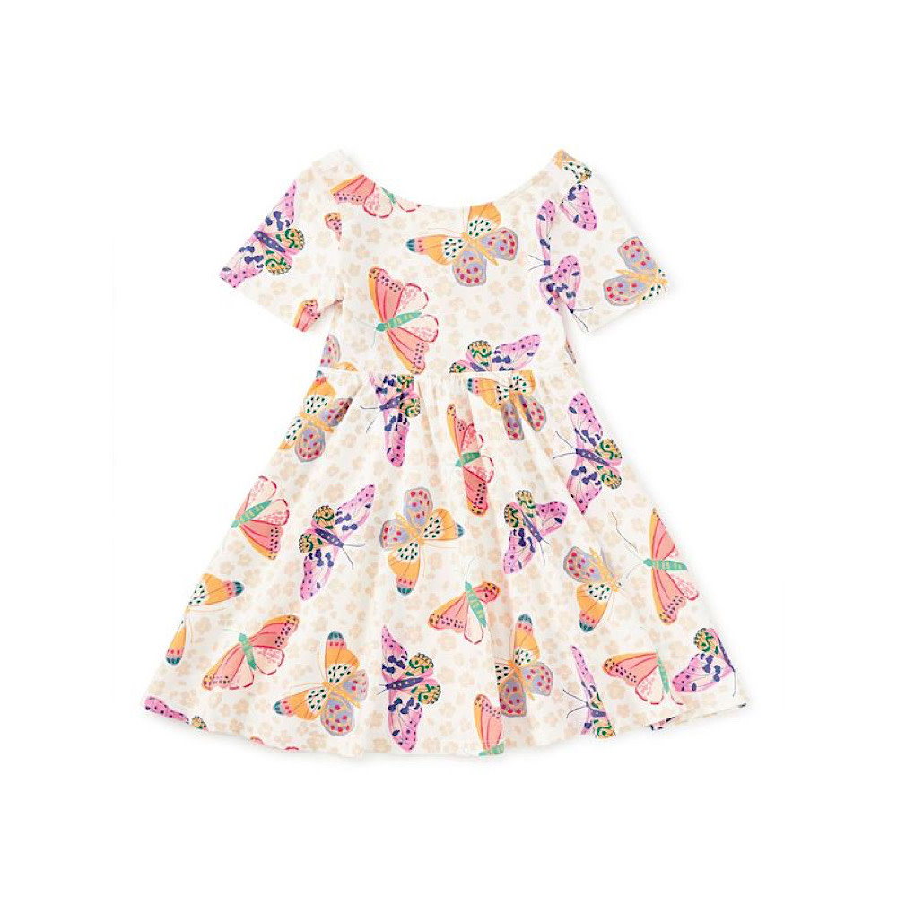 Tea Collection Tea Collection Twist Back Ballet Dress - Jaguar Spot Butterflies