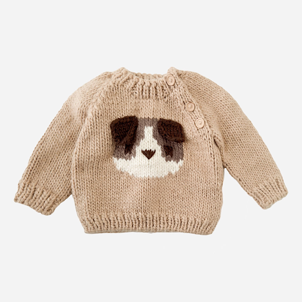 The Blueberry Hill Baby Dog Pullover 3D Sweater - Latte